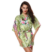 Avidlove Silk Wedding Bride Bridesmaid Robe Floral Bath Robe Women Satin Short Kimono Sexy Bathrobe Plus Size Nightgown Peignoir
