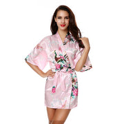 Avidlove Silk Wedding Bride Bridesmaid Robe Floral Bath Robe Women Satin Short Kimono Sexy Bathrobe Plus Size Nightgown Peignoir