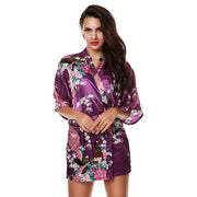 Avidlove Silk Wedding Bride Bridesmaid Robe Floral Bath Robe Women Satin Short Kimono Sexy Bathrobe Plus Size Nightgown Peignoir
