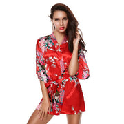 Avidlove Silk Wedding Bride Bridesmaid Robe Floral Bath Robe Women Satin Short Kimono Sexy Bathrobe Plus Size Nightgown Peignoir