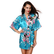 Avidlove Silk Wedding Bride Bridesmaid Robe Floral Bath Robe Women Satin Short Kimono Sexy Bathrobe Plus Size Nightgown Peignoir