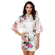 Avidlove Silk Wedding Bride Bridesmaid Robe Floral Bath Robe Women Satin Short Kimono Sexy Bathrobe Plus Size Nightgown Peignoir