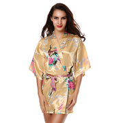 Avidlove Silk Wedding Bride Bridesmaid Robe Floral Bath Robe Women Satin Short Kimono Sexy Bathrobe Plus Size Nightgown Peignoir