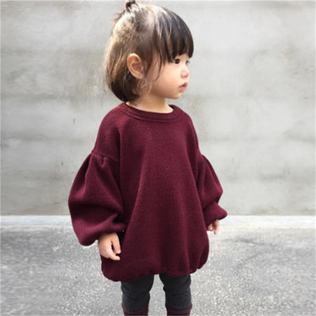 pudcooc Brands 5 colors Baby Girls Sweaters Winter 2017 New Girl Knitted Clothes Kids Autumn solid color Sweater For Girls