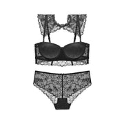 Varsbaby New Women's Sexy Lace Push Up Lycra Underwear Ladies Floral Half Cup Bra Sets