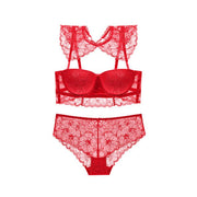 Varsbaby New Women's Sexy Lace Push Up Lycra Underwear Ladies Floral Half Cup Bra Sets