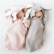 Ins Hot Baby Blankets Newborn Knitted Baby Cover Rabbit Ear Swaddling Baby Wrap Photography Bunny Decor Baby Embrace Blanket