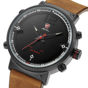 Luxury Gift Box Bluegray Carpet Shark Sport Watch Men's Quartz Digital LED Military Leather Watches Relogio Masculino /SH546-550