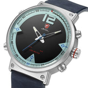 Luxury Gift Box Bluegray Carpet Shark Sport Watch Men's Quartz Digital LED Military Leather Watches Relogio Masculino /SH546-550