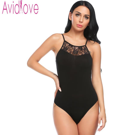 Avidlove sexy backless lace bodysuit Perspective black skinny fringe jumpsuit romper women Summer party playsuits coveralls