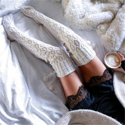 Fashion 2017 Winter Over Knee Socks Sexy Warm Thin High  Knit Stockings For Ladies Women Cable Long Boot Thigh-High Leggings