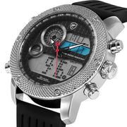 Luxury Leather Box Porbeagle SHARK Sport Watch Men Army Digital LCD Date Alarm Chronograph Silicone Quartz Wristwatch /SH583-588