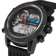 Luxury Leather Box Porbeagle SHARK Sport Watch Men Army Digital LCD Date Alarm Chronograph Silicone Quartz Wristwatch /SH583-588