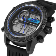 Luxury Leather Box Porbeagle SHARK Sport Watch Men Army Digital LCD Date Alarm Chronograph Silicone Quartz Wristwatch /SH583-588
