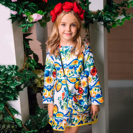 Princess Girls Dress Long Sleeve 2018 Autumn Brand Children Christmas Dress with Bag Printed Kids Dresses for Girls Clothing