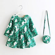 Princess Girls Dress Long Sleeve 2018 Autumn Brand Children Christmas Dress with Bag Printed Kids Dresses for Girls Clothing