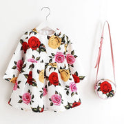 Princess Girls Dress Long Sleeve 2018 Autumn Brand Children Christmas Dress with Bag Printed Kids Dresses for Girls Clothing