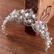 2018 New Fashion Baroque Luxury Crystal AB Bridal Crown Tiaras Light Gold Diadem Tiaras for Women Bride Wedding Hair Accessories