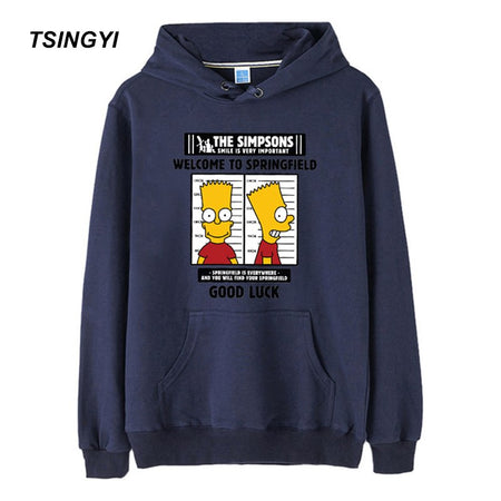 Tsingyi Spring Pullover Funny Print Simpsons Terry Hooded Hoodies Men Long Sleeve Streetwear Sweat Homme Men Hoodie Sweatshirt