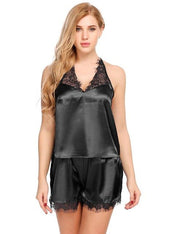 Avidlove Sexy Satin Pajama Set Lace Sleepwear Women Tank Top Shorts Pyjama Suit Nightwear Casual Homewear Night Clothes XXL