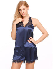 Avidlove Sexy Satin Pajama Set Lace Sleepwear Women Tank Top Shorts Pyjama Suit Nightwear Casual Homewear Night Clothes XXL
