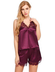 Avidlove Sexy Satin Pajama Set Lace Sleepwear Women Tank Top Shorts Pyjama Suit Nightwear Casual Homewear Night Clothes XXL