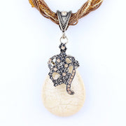 ZOSHI Blue natural crystal stone pendant necklace fashion peacock pendant necklace for women jewelry