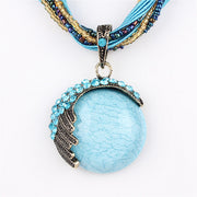ZOSHI Blue natural crystal stone pendant necklace fashion peacock pendant necklace for women jewelry
