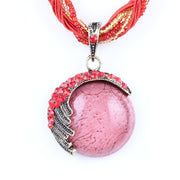 ZOSHI Blue natural crystal stone pendant necklace fashion peacock pendant necklace for women jewelry