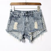 New Hot Ripped Jeans Shorts Women Fashion Hole Rivet Denim Shorts Female Summer Style Plus Size Short Trousers Women Clothing