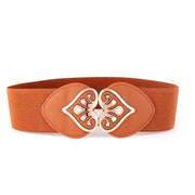 Best YBT Women's Belt Hook buckle Peach heart women casual wide Belt fashion Elastic force garnish Belt Polychromatic selectable