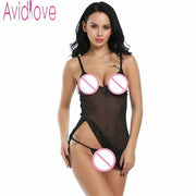 Avidlove Sexy Lingerie Hot Women See Through Babydoll Lace Mesh Sexy Erotic Lingerie Dress Nightwear Women Night Underwear Set