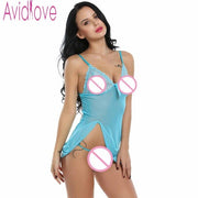 Avidlove Sexy Lingerie Hot Women See Through Babydoll Lace Mesh Sexy Erotic Lingerie Dress Nightwear Women Night Underwear Set