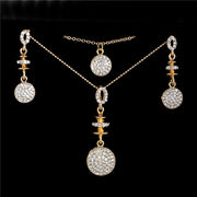 ZOSHI Golden Plated Jewelry Sets For Women Luxury Wedding Bridal Rhinestone Gem Jewelry Set Opal Cat's Eye Necklace Earrings Set