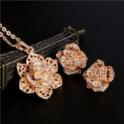 ZOSHI Golden Plated Jewelry Sets For Women Luxury Wedding Bridal Rhinestone Gem Jewelry Set Opal Cat's Eye Necklace Earrings Set