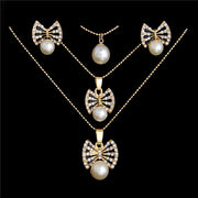 ZOSHI Golden Plated Jewelry Sets For Women Luxury Wedding Bridal Rhinestone Gem Jewelry Set Opal Cat's Eye Necklace Earrings Set