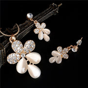ZOSHI Golden Plated Jewelry Sets For Women Luxury Wedding Bridal Rhinestone Gem Jewelry Set Opal Cat's Eye Necklace Earrings Set
