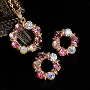 ZOSHI Golden Plated Jewelry Sets For Women Luxury Wedding Bridal Rhinestone Gem Jewelry Set Opal Cat's Eye Necklace Earrings Set