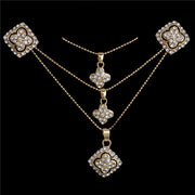 ZOSHI Golden Plated Jewelry Sets For Women Luxury Wedding Bridal Rhinestone Gem Jewelry Set Opal Cat's Eye Necklace Earrings Set