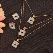 ZOSHI Golden Plated Jewelry Sets For Women Luxury Wedding Bridal Rhinestone Gem Jewelry Set Opal Cat's Eye Necklace Earrings Set