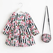 Princess Girls Dress Long Sleeve 2018 Autumn Brand Children Christmas Dress with Bag Printed Kids Dresses for Girls Clothing
