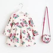 Princess Girls Dress Long Sleeve 2018 Autumn Brand Children Christmas Dress with Bag Printed Kids Dresses for Girls Clothing