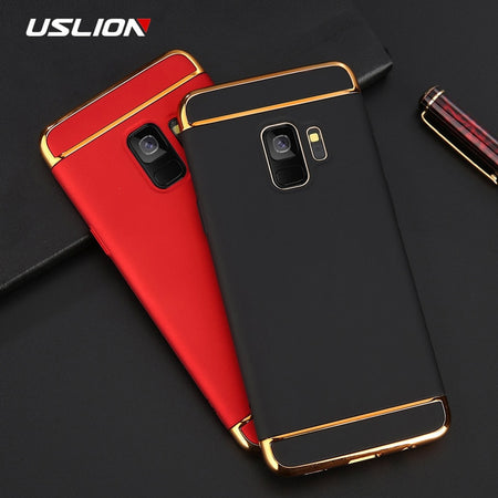 USLION Phone Case For Samsung Galaxy S9 S9 Plus Shockproof Armor Protection Cases 3 in 1 Matte Hard PC Cover For Galaxy Note 8