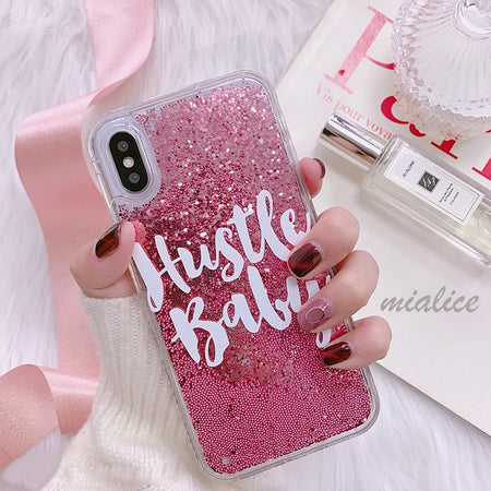 Fashion Letter Liquid quicksand case For iPhone X 7 7plus 8 8plus Phone Cases Dynamic Glitter case For iphone 6 6s 6splus Capas