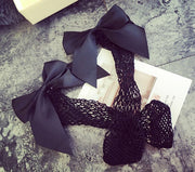 New 2018 Fashion Women Ruffle Large Fishnet Ankle High Socks Bow Tie Mesh Lace Fish Net Short Socks