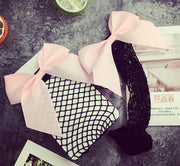 New 2018 Fashion Women Ruffle Large Fishnet Ankle High Socks Bow Tie Mesh Lace Fish Net Short Socks
