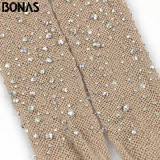 BONAS 2018 Hot Sexy Open Crotch Fishnet Tights Womens Delight Diamond Mesh Stockings Lady Shiny Rhinestone Nylons Pantyhose