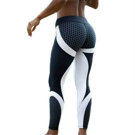 2018 New Sexy Mesh Pattern Print Leggings Fitness Leggings For Women Sporting Workout Leggins Elastic Slim Black White Pants