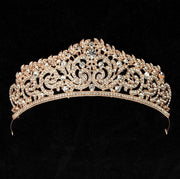 2018 New Fashion Baroque Luxury Crystal AB Bridal Crown Tiaras Light Gold Diadem Tiaras for Women Bride Wedding Hair Accessories