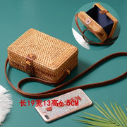 Woven Rattan Bag Round Straw Shoulder Bag Small Beach HandBags Women Summer Hollow Handmade Messenger Crossbody Bags